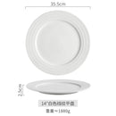 Axyaa White Ceramic Plate Line Texture Steak Pasta Serving Dessert Snack Plate