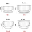 Axya 300/500ml Double Layer Glass Bowl Kitchen Glassware for Soup Cereal