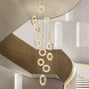 Axyaa Crystal Stair Chandelier: Modern LED Ceiling Light for Living Room
