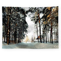 Axyaa Snowy Forest Tapestry Tree Wall Hanging for Home Decor