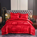 Axyaa Satin Jacquard Embroidered 4-Piece Bedding Set