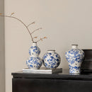 Axyaa Blue White Porcelain Gourd Vase Teapot Flower Arrangement Chinese Retro Bottle