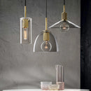 Axyaa Gold Metal Chandelier Lighting Clear Glass Pendant LED Hanging Lamp
