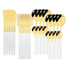 Axyaa 32-Piece Stainless Steel Cutlery Set for Dining Table, Silverware Gift