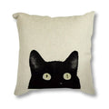 Black Cat & Butterfly Print Linen Cushion Cover by Axyaa - 45x45CM