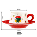 Axyaa Christmas Ceramic Coffee Cup and Saucer Set, Holiday-themed Cups, Coffee and Milk Cups