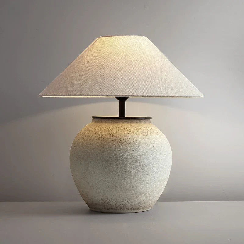 Axyaa Silent Style Pottery Living Room Lamp - Neo Chinese Designer Bedroom Table Lamp