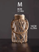 Axyaa Handwoven Hemp Rope Glass Vase for Boho Home Decor