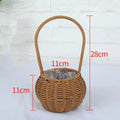 Axyaa Hand-Woven Rattan Flower Basket with Handle
