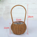 Axyaa Hand-Woven Rattan Flower Basket with Handle
