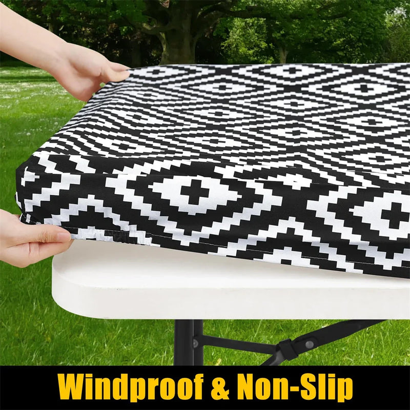 Axyaa Waterproof Flannel-Backed Vinyl Picnic Table Cloth for Indoor and Outdoor Dining