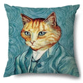 Axyaa Cartoon Kitty Cat Linen Pillowcase for Bed, Couch, and Sofa Décor