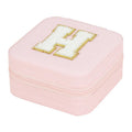 Axyaa Sequin Letter Jewelry Box with Mirror - Cute Portable Organizer Gift