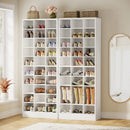 Axyaa 10-Tier Espresso Wooden Shoe Rack with 30 Cubbies, Tall Entryway Organizer