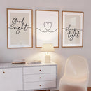 3-Piece Axyaa Bedroom Wall Decor Set, Minimalist Couple Themed Prints, Modern Canvas Painting