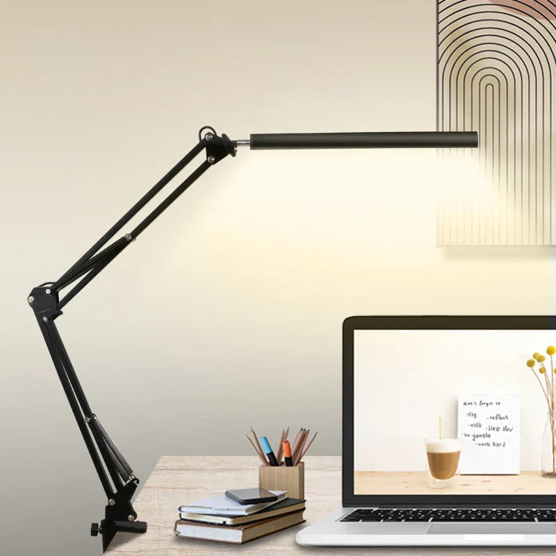 Axyaa 60CM LED Reading Table Lamp - Black L-Shaped Floor Lamp with USB Switch, Infinitely Dimmable