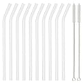 Axyaa Glass Straw Set with Brush, 10pcs Reusable Bent Milkshake Drinking Straws
