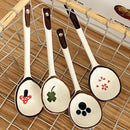 Ceramic Kawaii Spoon Set by Axyaa: Hand Painted Long Handle Soup & Dessert Spoons