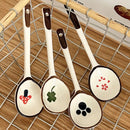 Axyaa Ceramic Kawaii Soup Spoon with Long Handle - Hand Painted Dessert Spoon