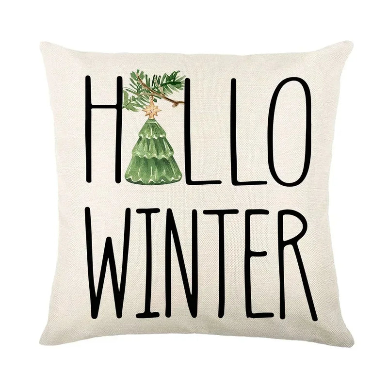 Christmas Party Pillowcase with Santa Claus & Snowman Print for Home Decoration by Axyaa.