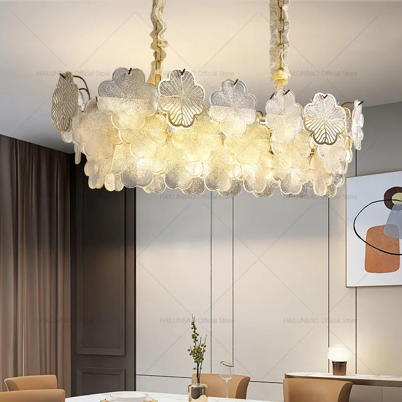 Axyaa Four-Leaf Clover Chandelier: French Light Luxury Design for Elegant Living Rooms