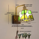 Axyaa LED Walnut Wood Wall Light Amber Glass Stair Sconce with Pull Chain Switch