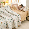Axyaa Floral Summer Blanket & Pillowcase Set - Soft Knitted Duvet, Breathable & Skin-Friendly