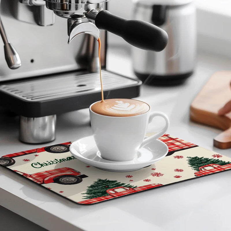 Axyaa Christmas Tree Drying Mat - Quick Dry Kitchen & Bathroom Drain Pad