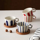 Stripe Latte Art Coffee Mug Set by Axyaa - Exquisite Ceramic Cup for Home and Gifts
