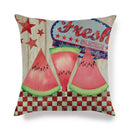 Axyaa Watermelon Pineapple Banana Printed Linen Cushion Cover for Sofa Couch 45X45CM