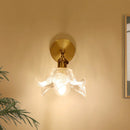 Axyaa Flower Glass LED Wall Lamp Pull Chain Switch, Rotatable Copper Wall Light