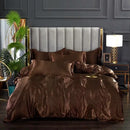 Axyaa Silk-Like Satin Hotel Duvet Cover Set - Queen Size Luxe Comforter Bedding