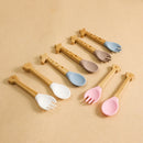 Axya Baby Silicone Wood Handle Utensils Set