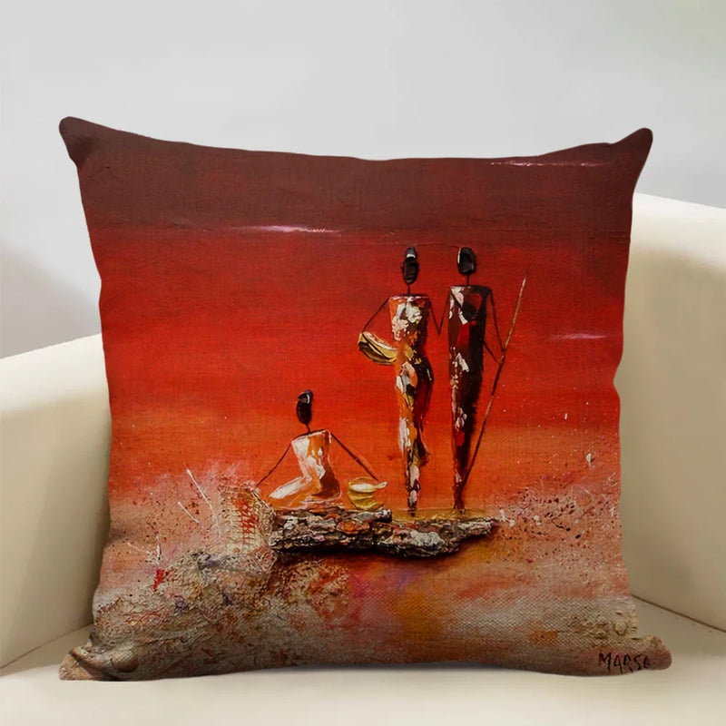 Axyaa African National Style Linen Cushion Cover 45x45cm for Sofa Decor and Artistic Home Decor