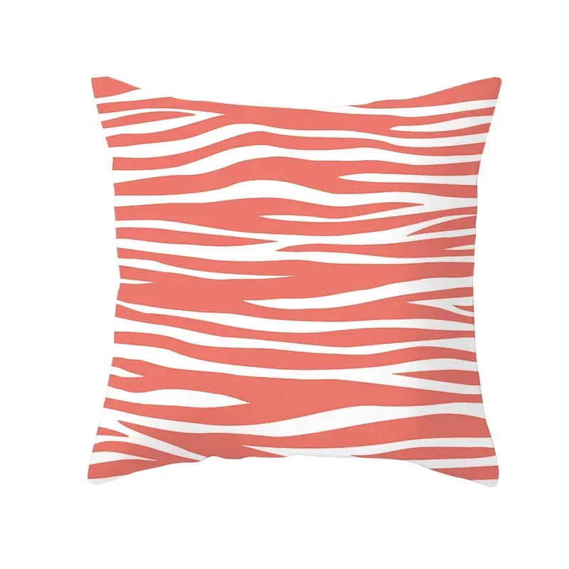 Axyaa Starfish Stripe Print Cushion Cover | Pink Coral Orange Home Decor Pillow Cover