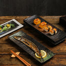 Axyaa Ceramic Sushi Dish: Japanese Style Flat Plate, Rectangular Hotel Tableware