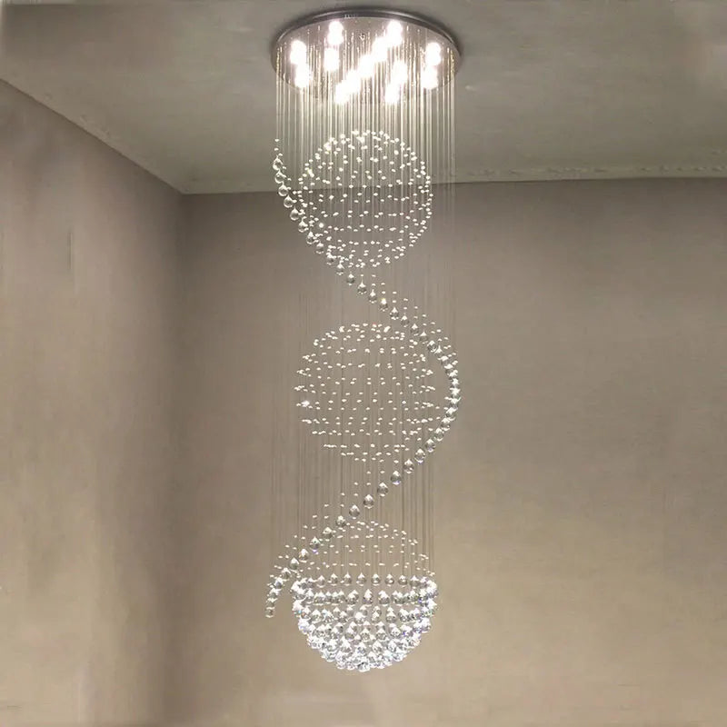 Axyaa Double Staircase Crystal Chandelier with LED Lights