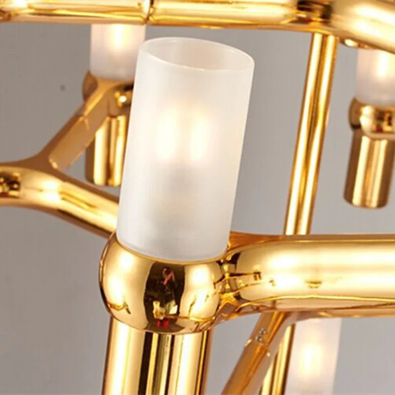 Axyaa Nordic Tube Chrome LED Chandelier for Kitchen Hotel Living Room