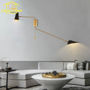 Axyaa Copper Swing Arm Wall Lamp Double Head LED E27 Gold/Black/White - Bedroom Sofas