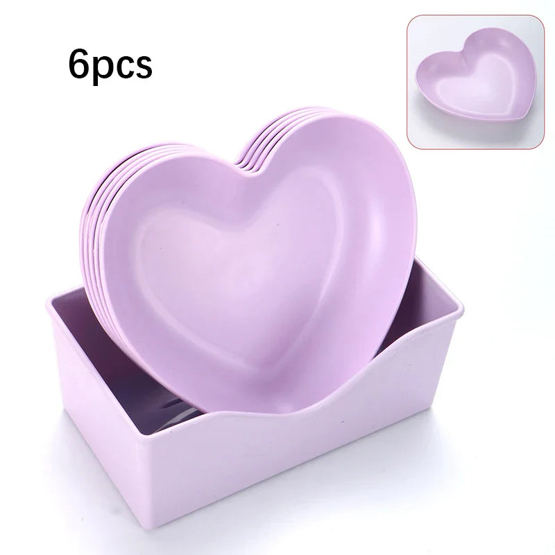 Axyaa Heart-Shaped Snack Plate Set of 6