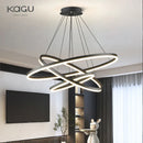Axyaa Black LED Rings Circle Pendant Lamp for Modern Ceiling Lighting