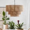 Axyaa Hemp Rope Pendant Chandeliers LED Dining Room Bedroom Light Fixtures