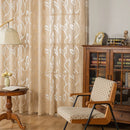 Axyaa Cream Vintage Leaf Jacquard Sheer Curtains for Living Room