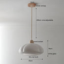 Axyaa Big Pumpkin Glass Pendant Light 30W Vintage Wood Hanging Lamp