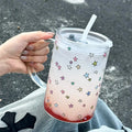 Axyaa 1000ml Glass Tumbler with Lid and Straw – Versatile Kawaii Drinkware