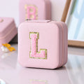 Axyaa Sequin Letter Jewelry Box with Mirror - Cute Portable Organizer Gift