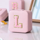Axyaa Sequin Letter Jewelry Box with Mirror - Cute Portable Organizer Gift