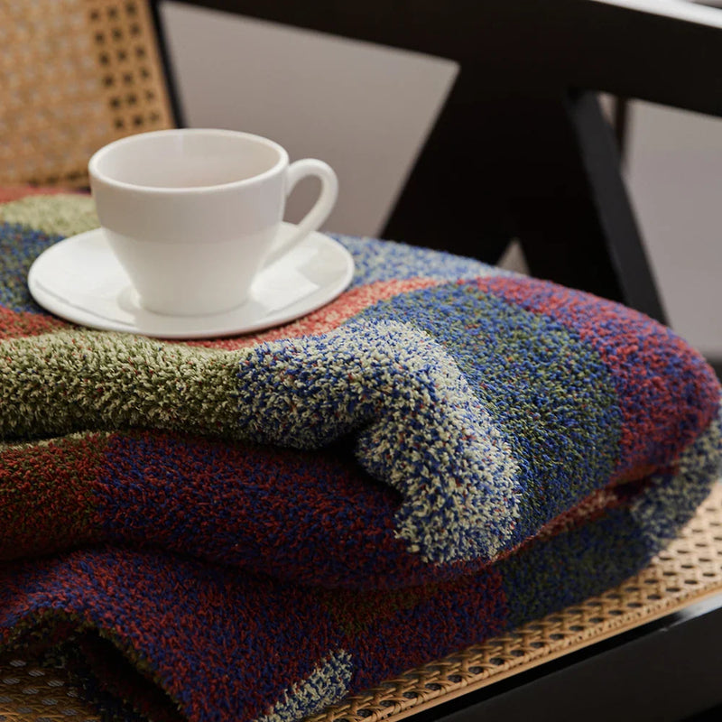 Axyaa Buffalo Grid Microfiber Knit Throw Blanket - Soft & Cozy 51x63inch