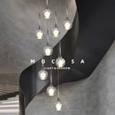 Axyaa Crystal Stair Chandelier Lights - LED Ceiling Lamp for Living Room