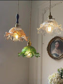 Axyaa Glass Pendant Light: Clear/Amber/Green Color, Adjustable Cord, E27 Ceiling Fixture